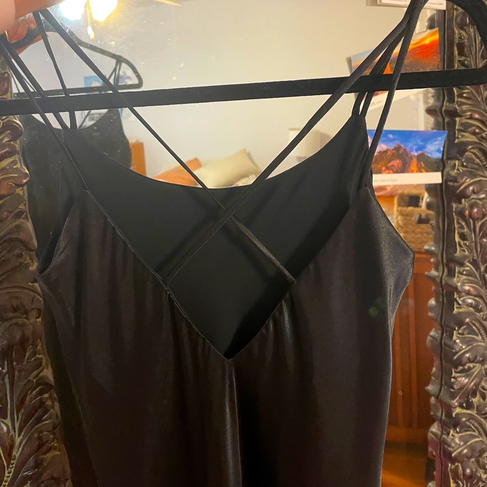 Black satin gown
